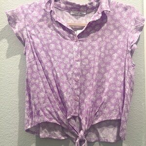 Girly Spring Collared Floral Shirt with Tie